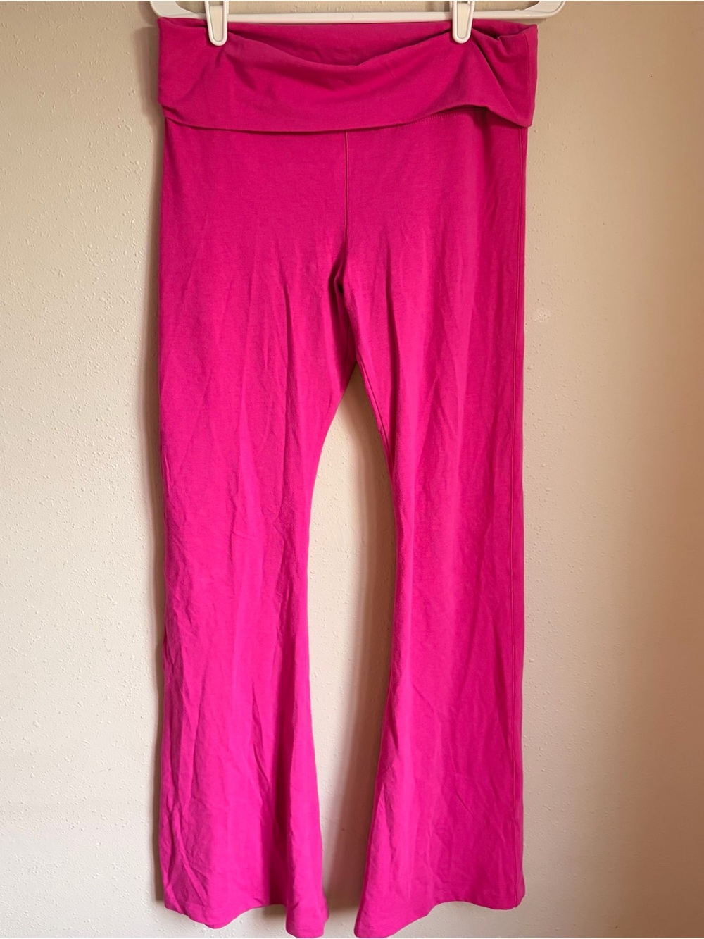 PINK Victoria's Secret Womens Fold-Over Flare Leggings - Hot Pink